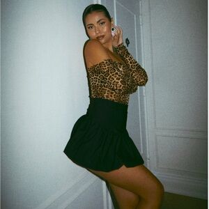 Miss Lola Leopard Print Long Sleeve Top